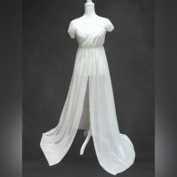 Dresses & Skirts - Goddess White Lace Lingerie or Maturity Photography Maxi Gown